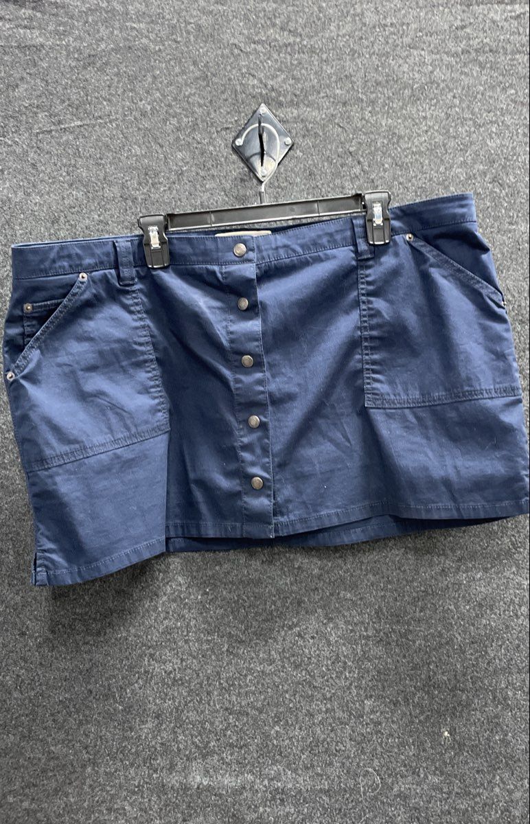 Abercrombie & Fitch Women's Navy Blue Button Front Cargo Mini Skirt Sz XL