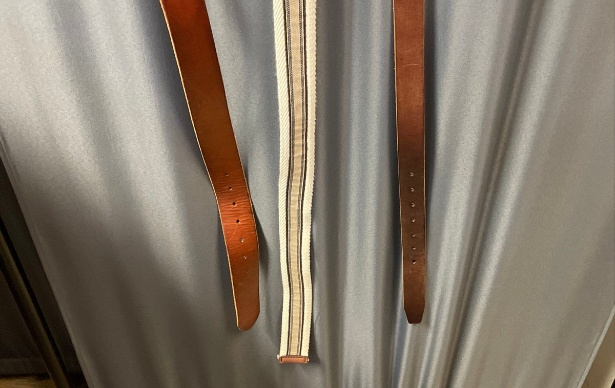 American Eagle Men's Belts Lot of 3 Leather Canvas Brown Tan Striped Sz S/M