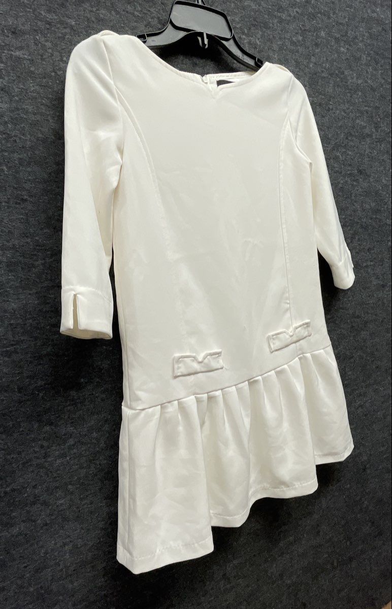 Victoria Beckham for Target Girls White Drop Waist Ruffle Hem Dress Sz L