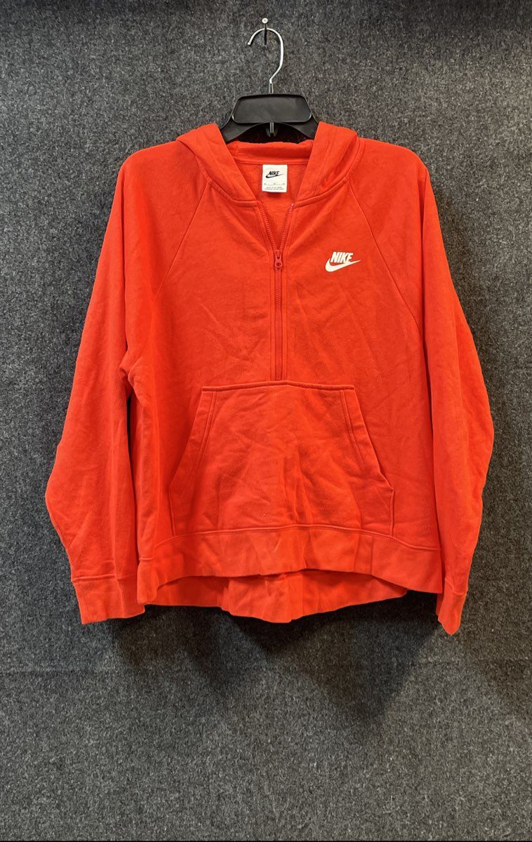 Nike Women's Red Quarter Zip Hoodie Pullover Sportswear Sz M