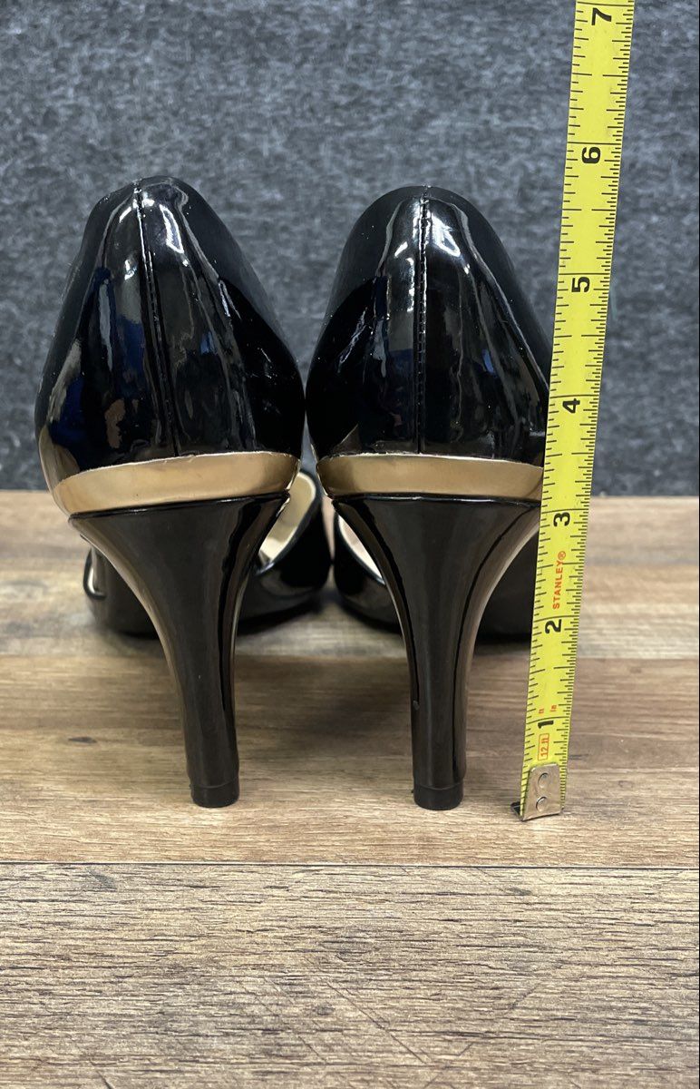 Adrienne Vittadini Black Patent D'Orsay Pointed Toe Heels Size 8