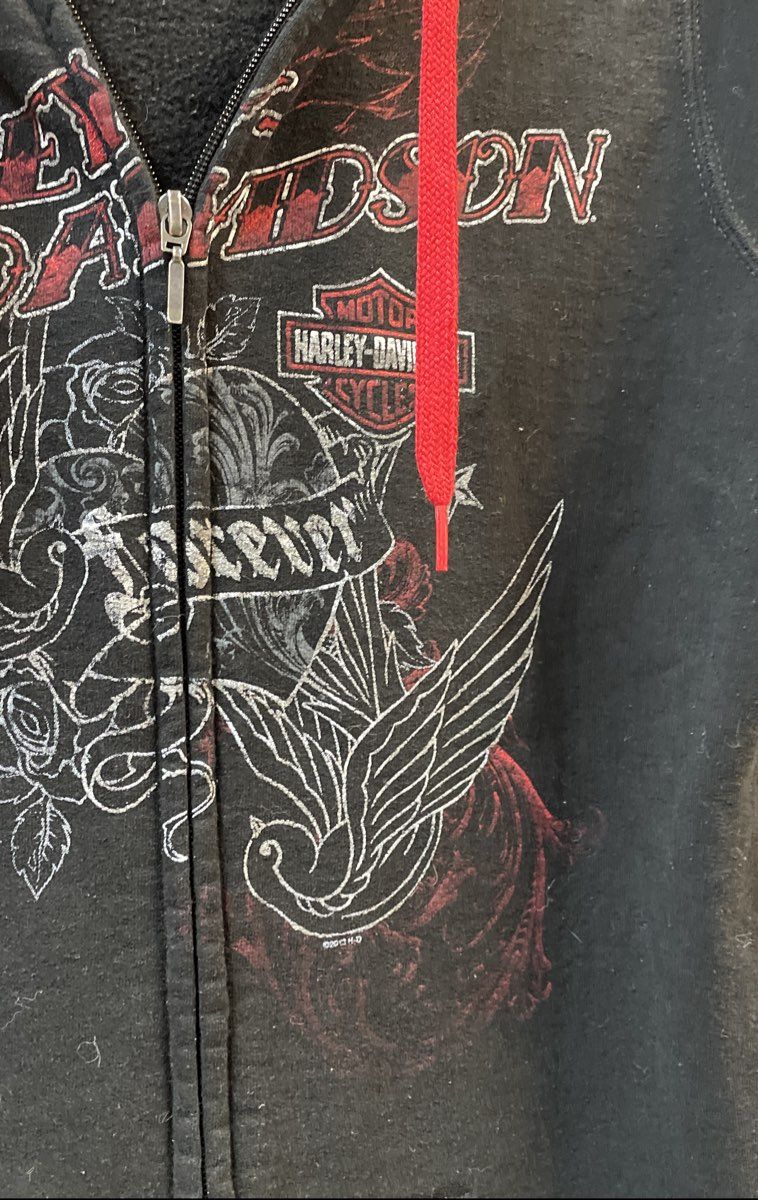 Harley-Davidson Patriot Fairfax VA Wings Roses Full Zip Hoodie Sz L