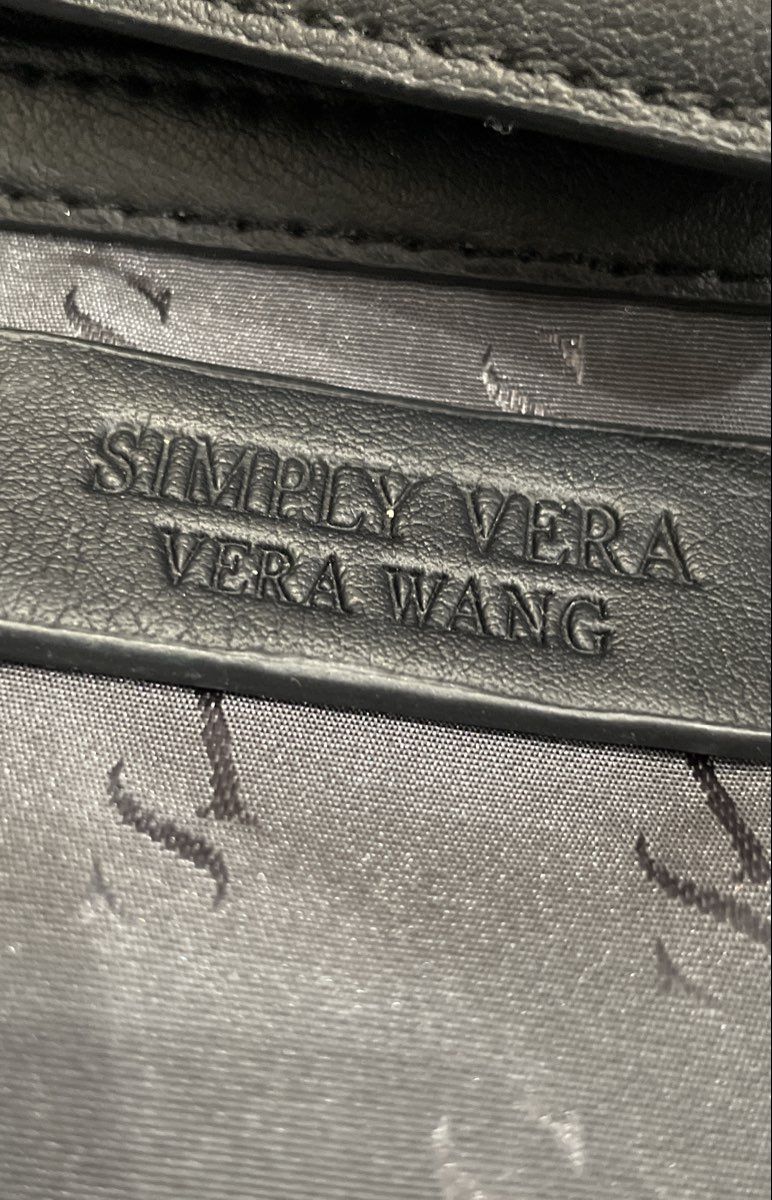 Simply Vera Vera Wang Tan Black Woven Straw Tote Large Contemporary Shoulder Bag