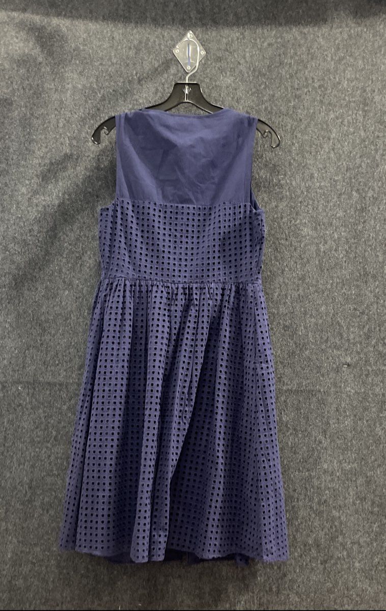 Maison Jules Women's Navy Blue Eyelet Sleeveless Button Front Dress Sz M NWT