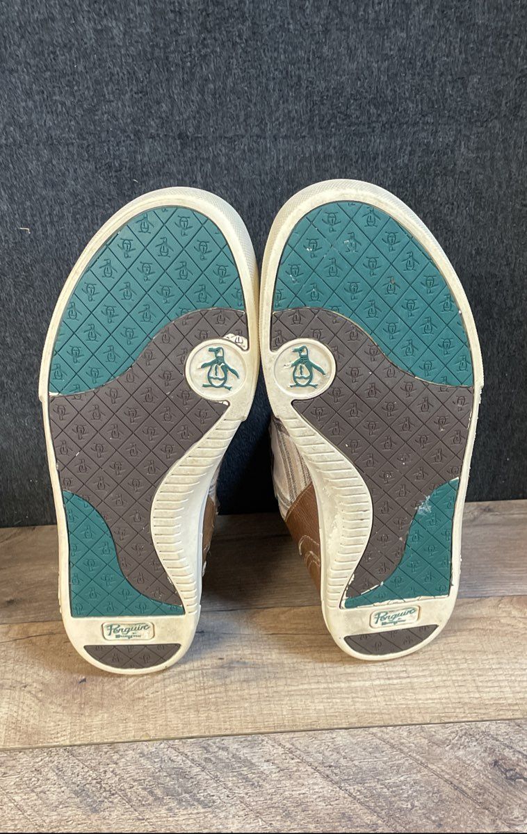 Original Penguin Moby Hi Brown Plaid Teal High Top Sneakers Men's Size 13