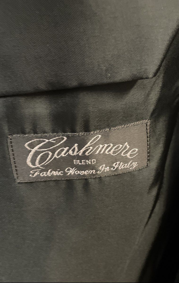 Vintage 90s Chereskin Men's Black Cashmere Double Breasted Overcoat Sz 44R