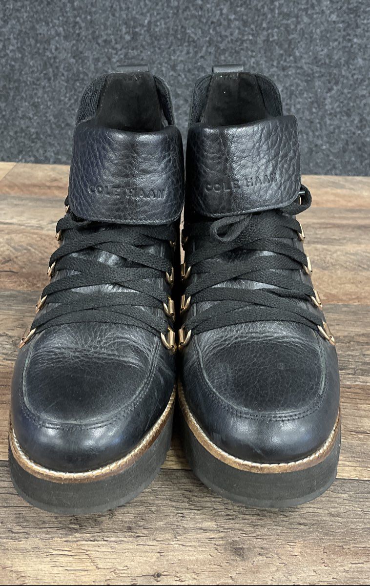 Cole Haan Zerogrand Explorer Hiker Black Leather Boots Women's 8B