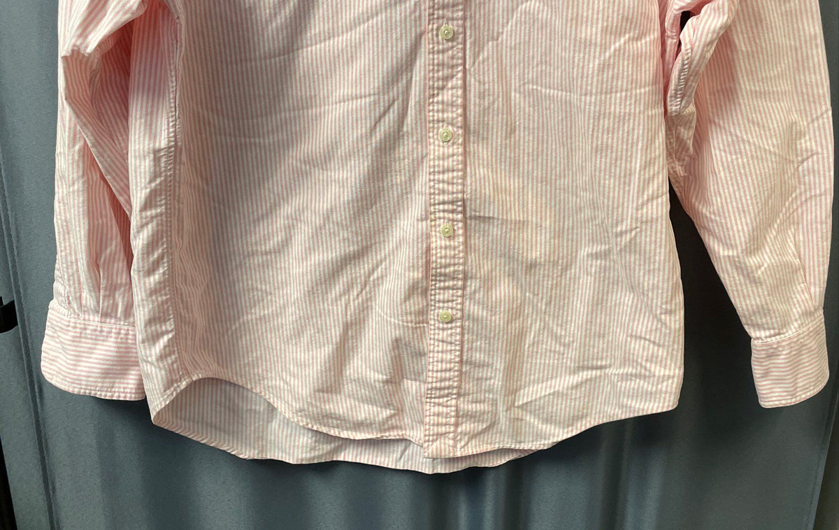 Ralph Lauren Sport Women's Pink White Striped Cotton Button Up Shirt Size 10