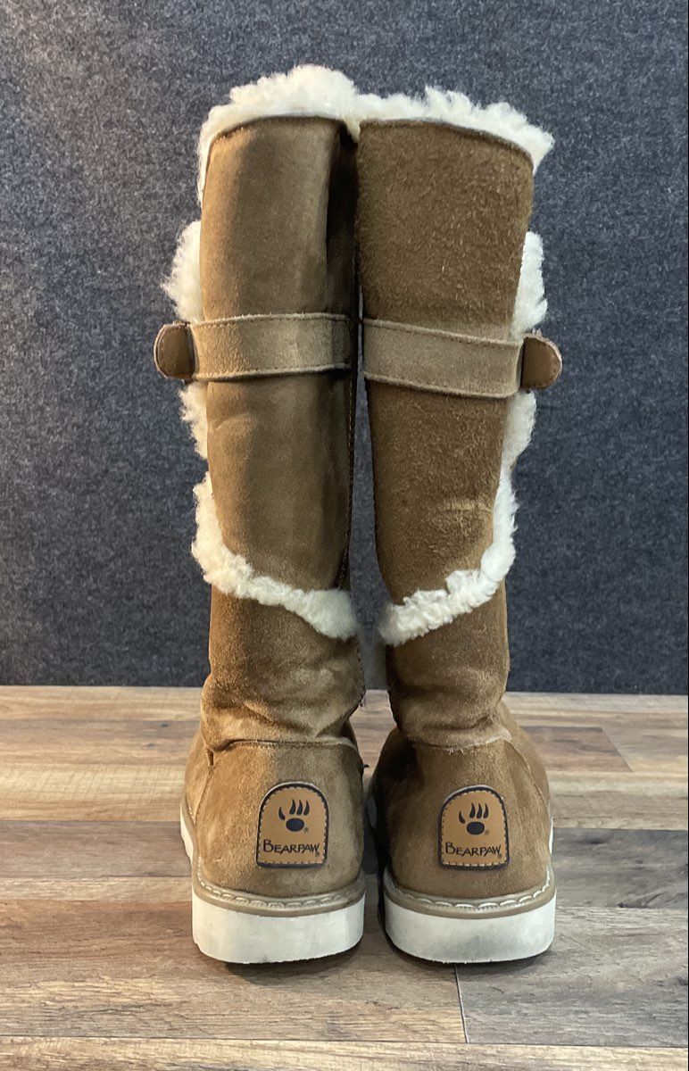 Bearpaw Hickory Suede Tall Faux Fur Lined Winter Boots Women's Size 7
