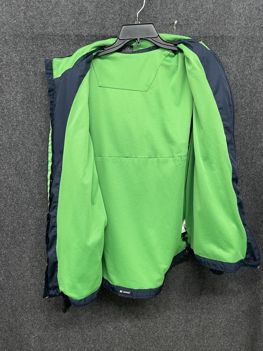 Starter Men's Navy Green Full Zip Hooded Vented Windbreaker Jacket Mesh Sz XL