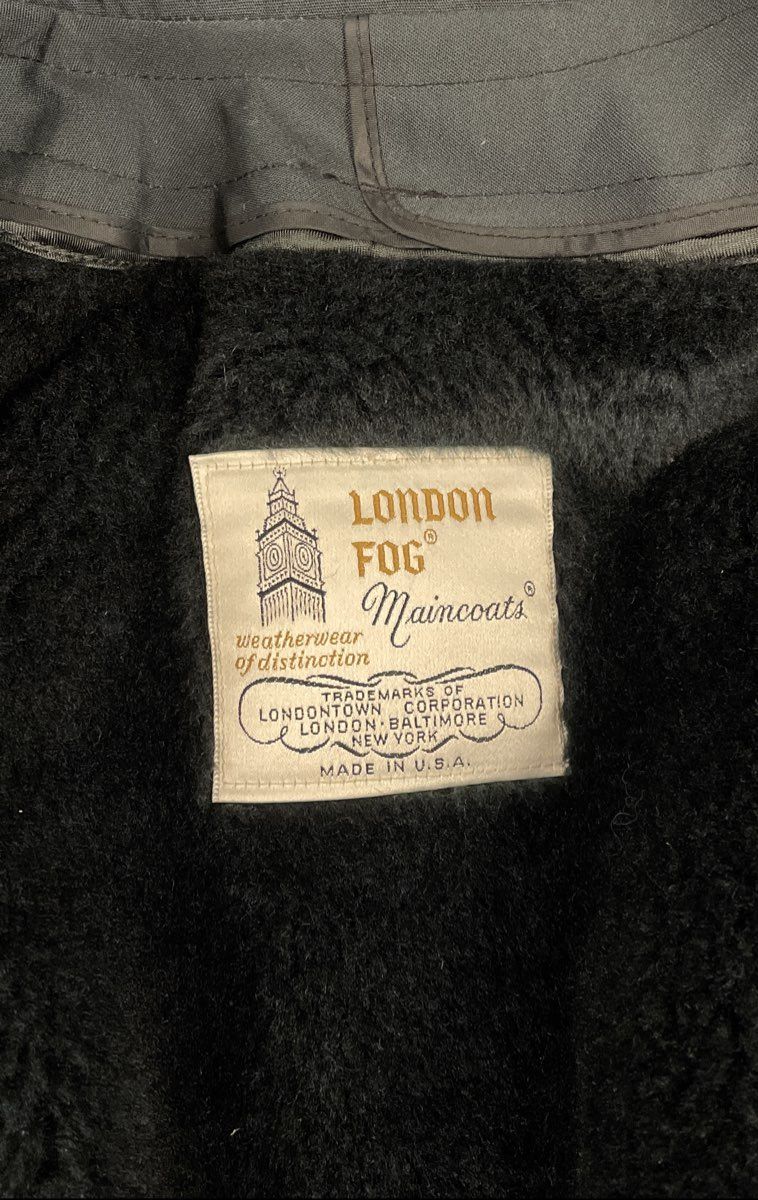 Vintage 80s London Fog Men's Gray Maincoat Trench Rain Jacket Lining Sz 38S
