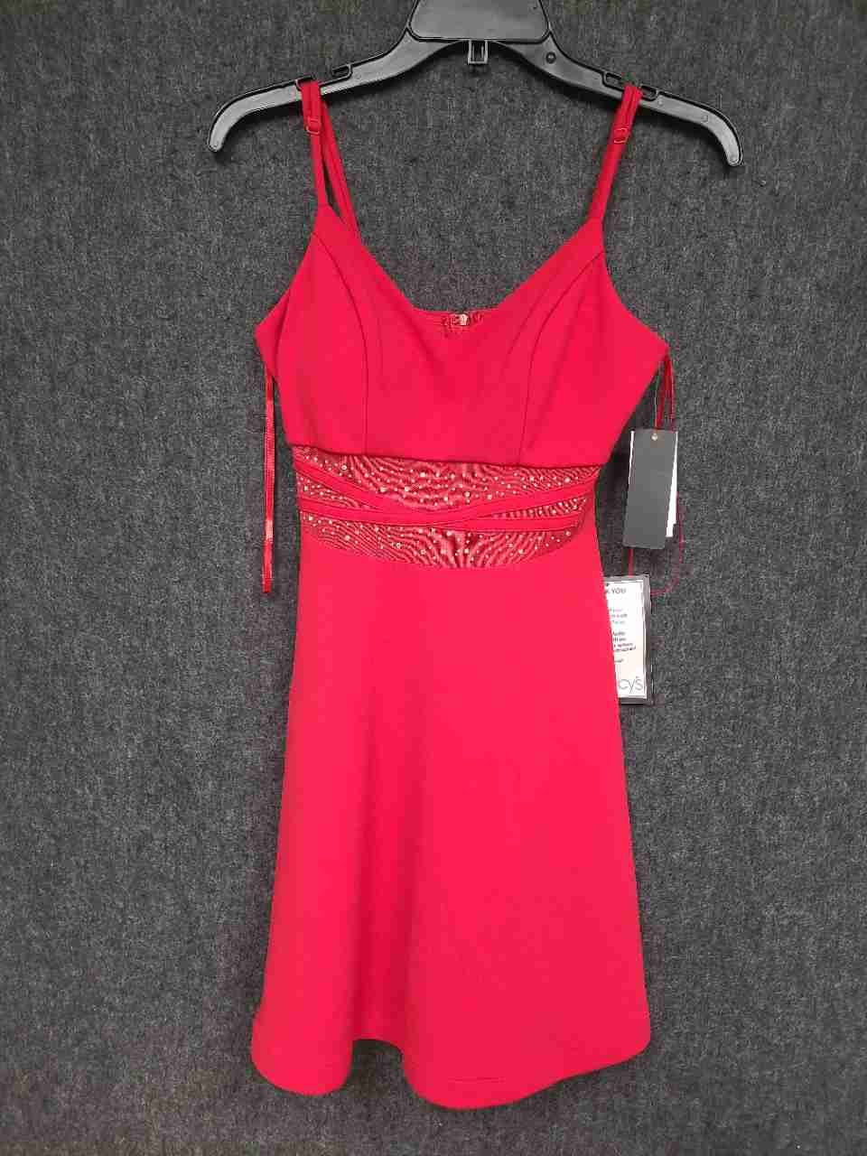 City Studio Women's Party Pink Red Embellished Waist Fit & Flare Dress Sz M NWT