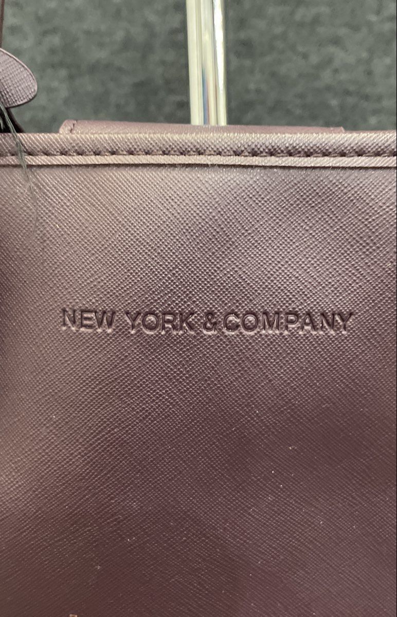 New York & Company Mauve Saffiano Faux Leather Tote Bag Gold Hardware