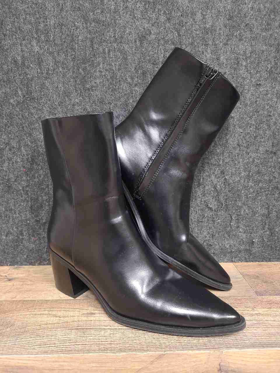H&M Black Pointed Toe Block Heel Ankle Boots Women's Size 10