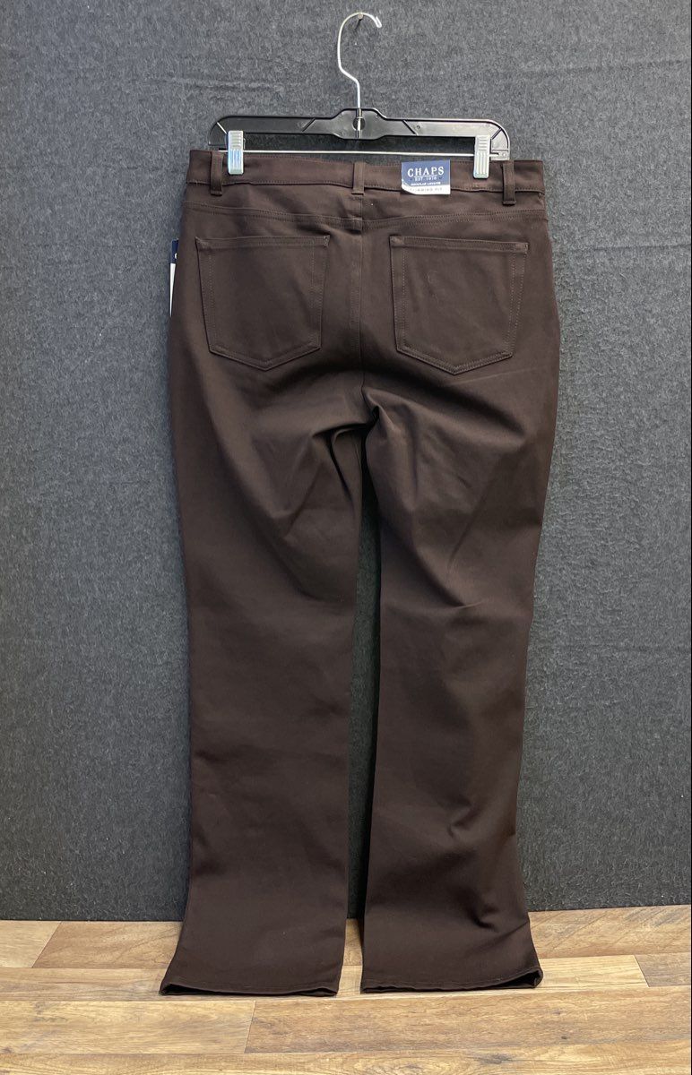 Chaps Women's Brown Slimming Fit Straight Leg Cotton Stretch Pants Sz 10 NWT