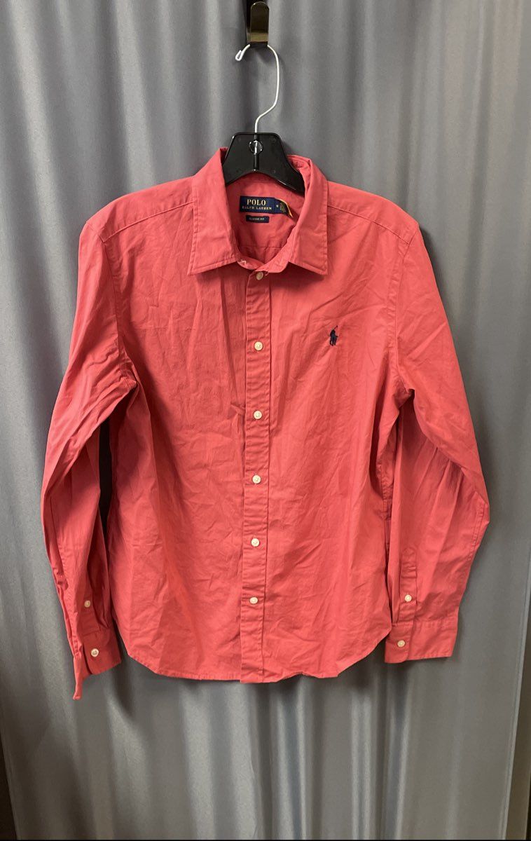 Polo Ralph Lauren Boys Red Classic Fit Stretch Oxford Button Down Shirt Size 12
