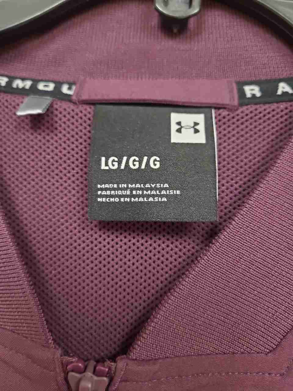 Under Armour Women's Maroon All Over Logo Print Full Zip Woven Jacket Size LG