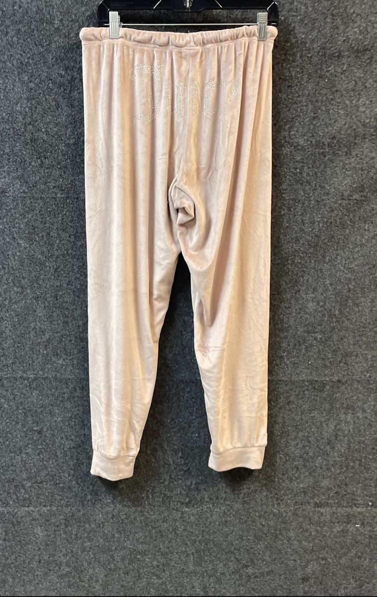 Juicy Couture Women's Pink Velour Rhinestone Logo 2PC Sleepwear Set Sz M