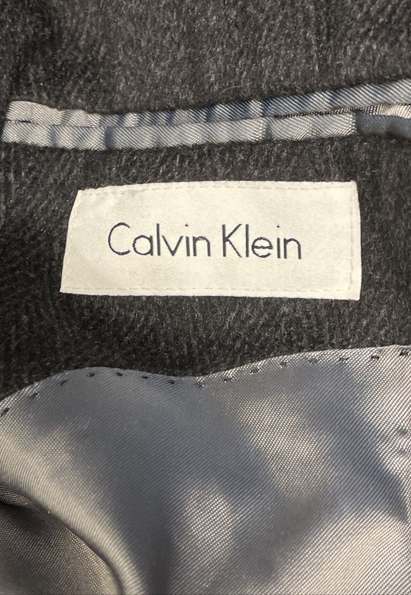 Calvin Klein Men's Vintage Y2K Charcoal Gray Long Wool Overcoat 3-Button