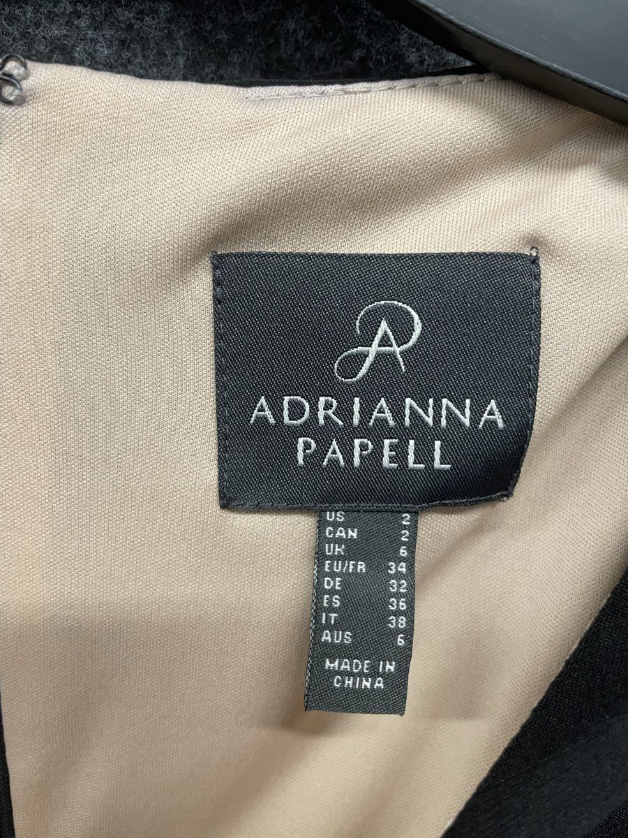 Adrianna Papell Women's Black Tan Banded Mesh Stripe Sheath Dress Sz 2