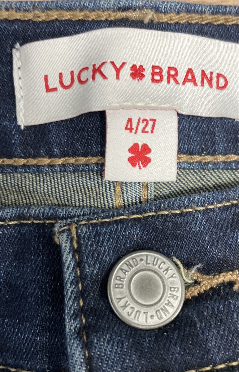 Lucky Brand Women's Blue Faded Wash Raw Hem Straight Leg Jeans Sz 4/27