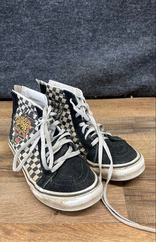 Vans Sk8-Hi Zip Jaguar Checkerboard High Top Skate Sneakers Kids Size 3