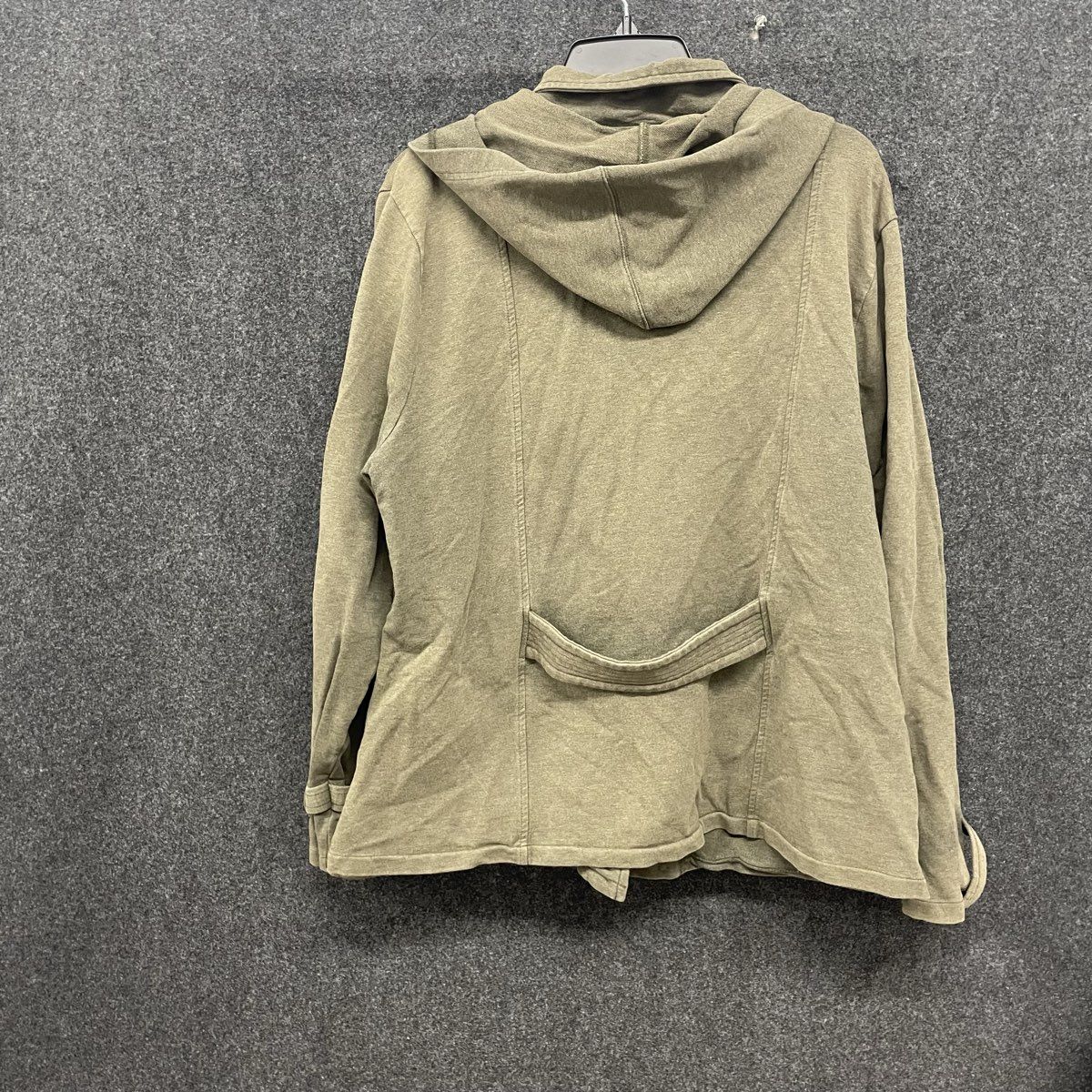Coldwater Creek Women's Olive Green Double Breasted Hooded Jacket Size XL