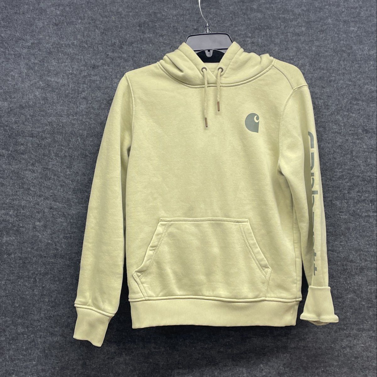 Carhartt Relaxed Fit Graphic Logo Hoodie Sage Green Sleeve Logo Sz S