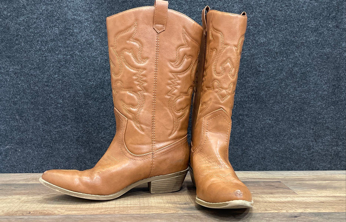 Dream Pairs Brown Faux Leather Western Cowboy Boots Women's Size 8.5