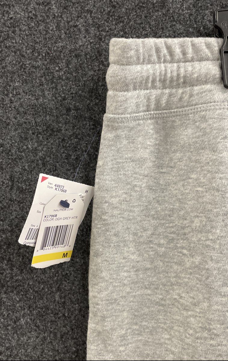 Nautica Men's Grey Heather Super Soft Fleece Logo Sweatpants Joggers NWT Sz M