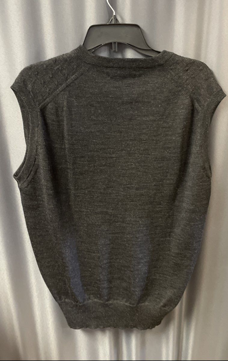 Sansabelt Sport Men's Gray 100% Wool Textured V-Neck Sweater Vest Sz L