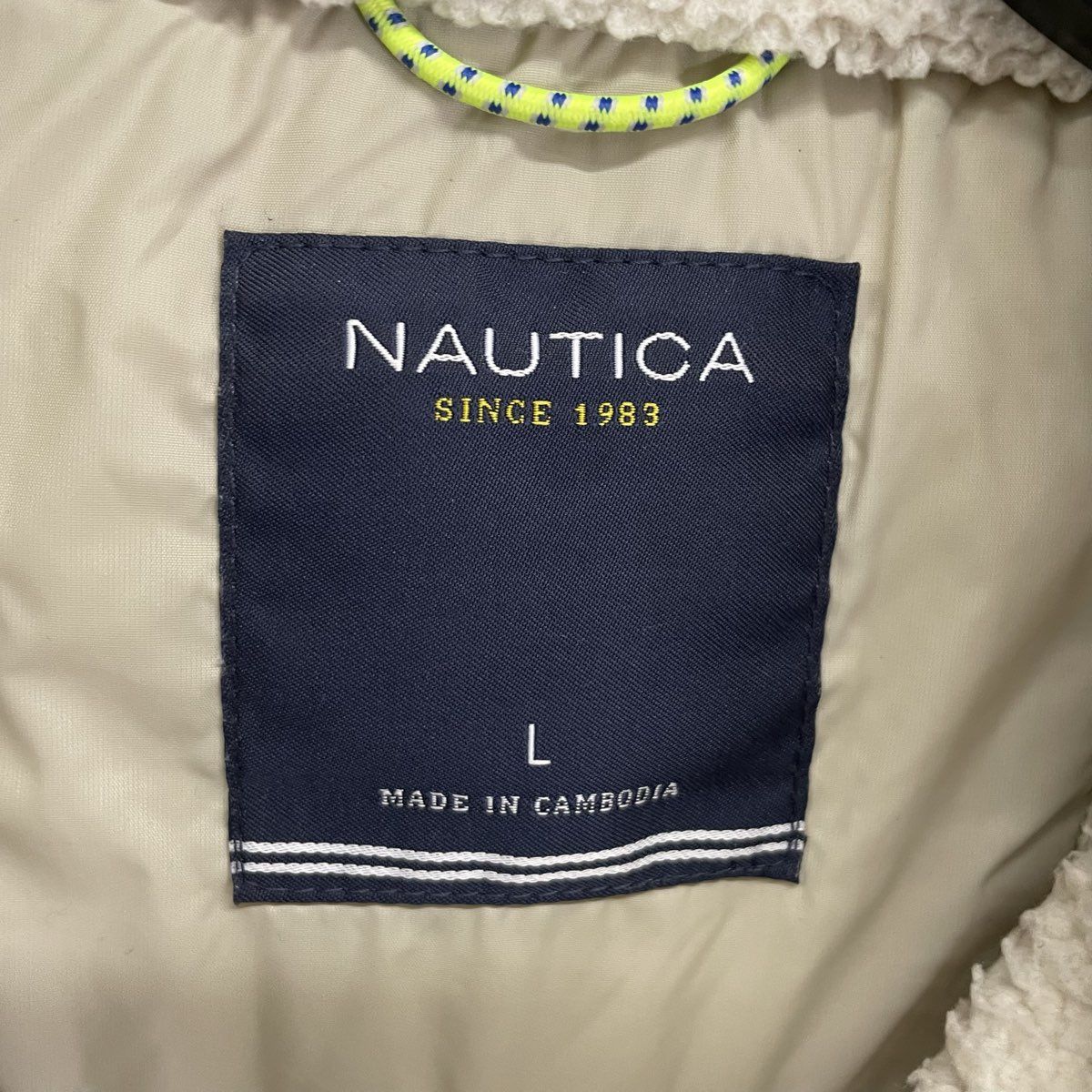 Nautica Men's Tan Quilted Berber Lined Puffer Bomber Jacket Full Zip Sz L