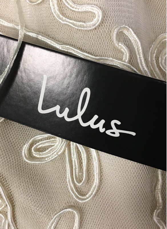 Lulus Women's Cream Embroidered Floral Illusion Neckline Maxi Dress NWT Sz S