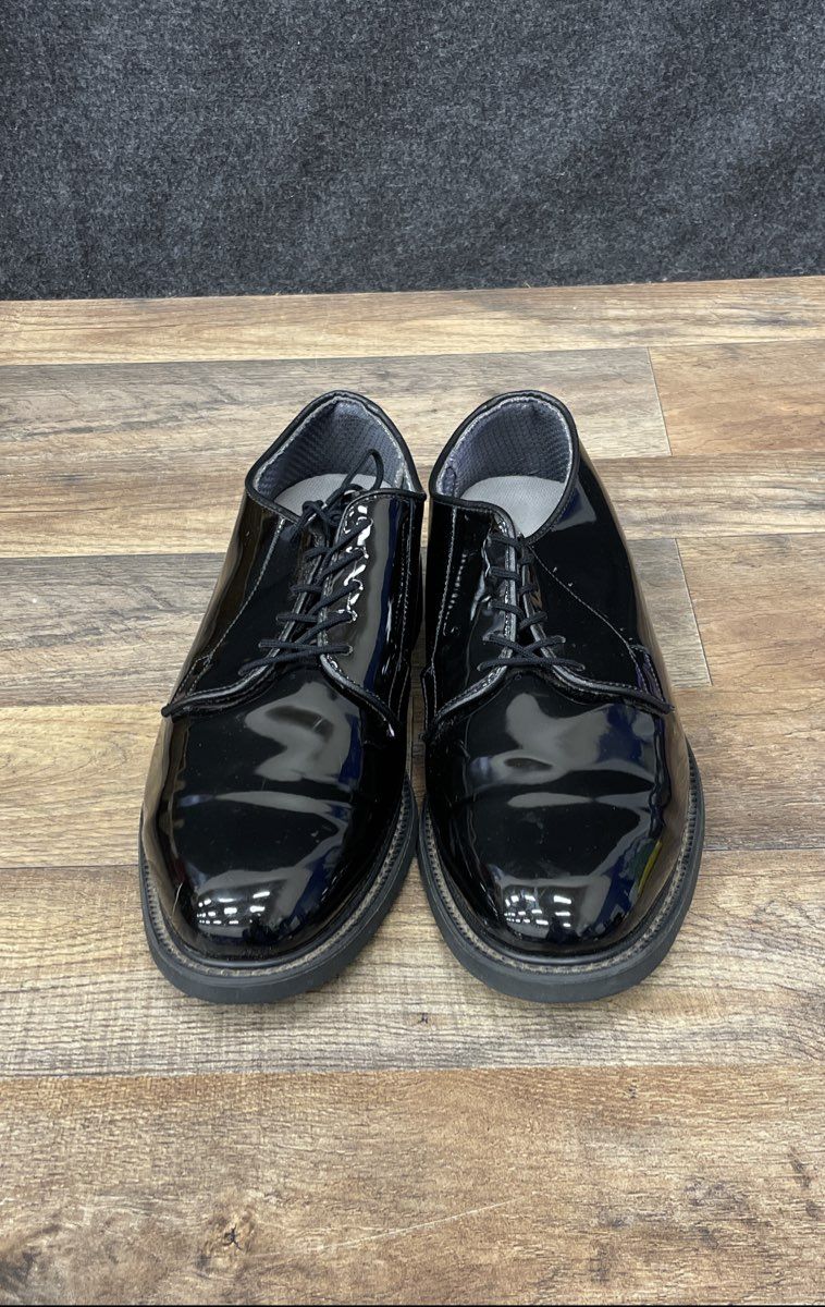 Bates High Shine Duty Oxford Black Glossy Uniform Shoes Men's Size 10