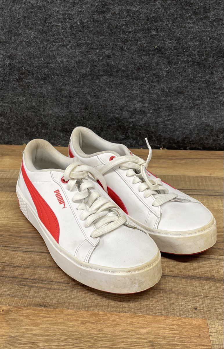 Puma Smash Platform v2 White Red Women's Sneakers Size 7.5