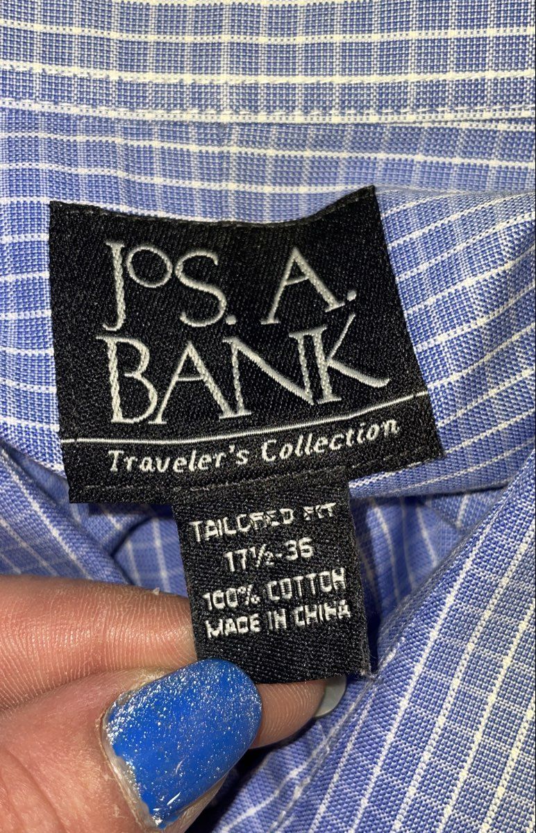 Jos. A. Bank Men's Tailored Fit Dress Shirt Lot of 3 Blue Checks 17.5 36