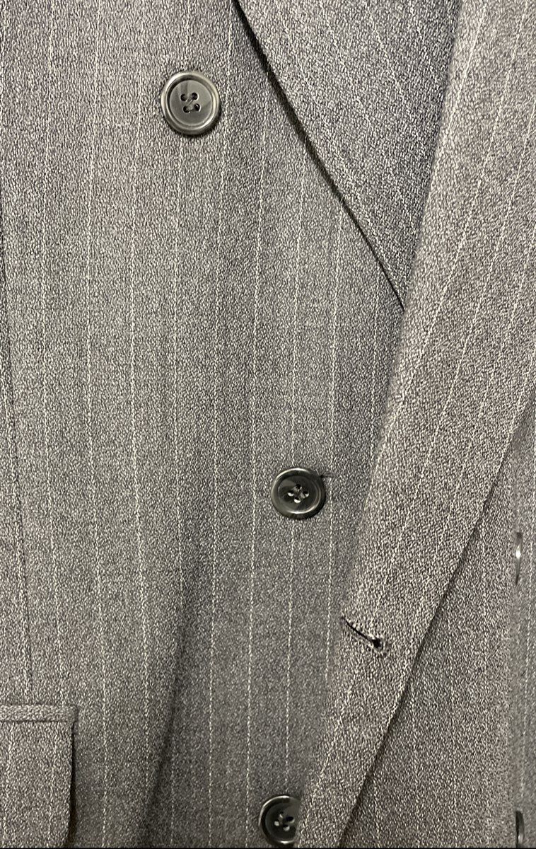 Vintage 90s Ungaro Paris Men's Gray Pinstripe Double Breasted Wool Blazer Sz 44R