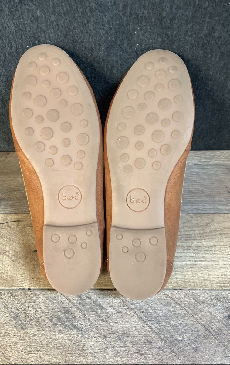 B.O.C. Brown Moc Toe Slip On Loafer Flats Women's Size 9W