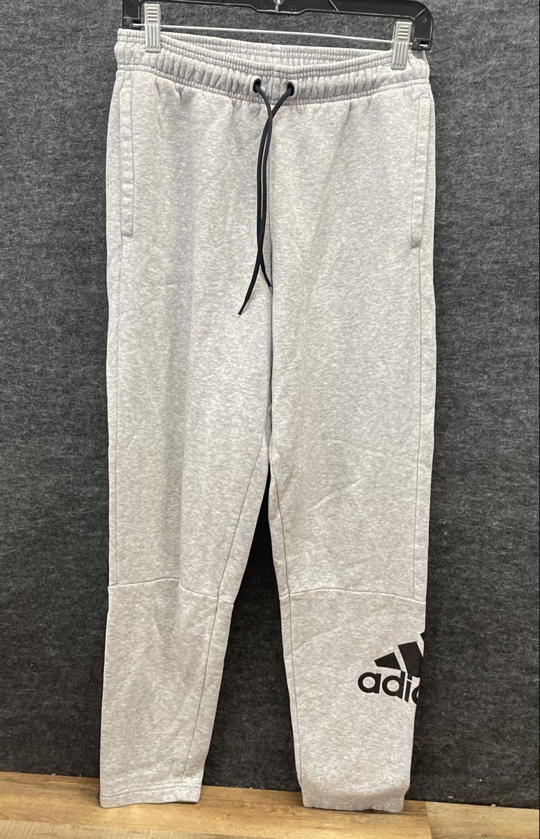 Adidas Men's Grey Heather Big Logo Drawstring Tapered Sweatpants Size M