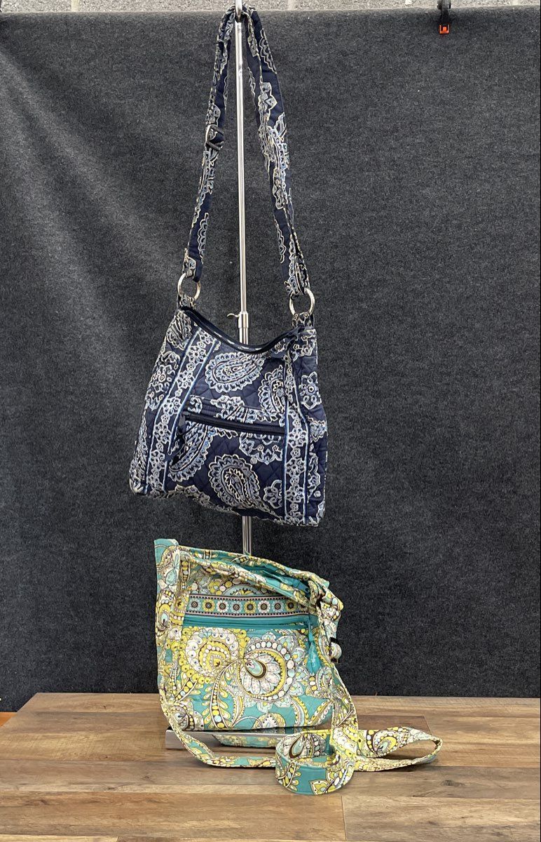 Vera Bradley Blue Paisley Quilted Cotton Crossbody Handbag Purse Lot of 2