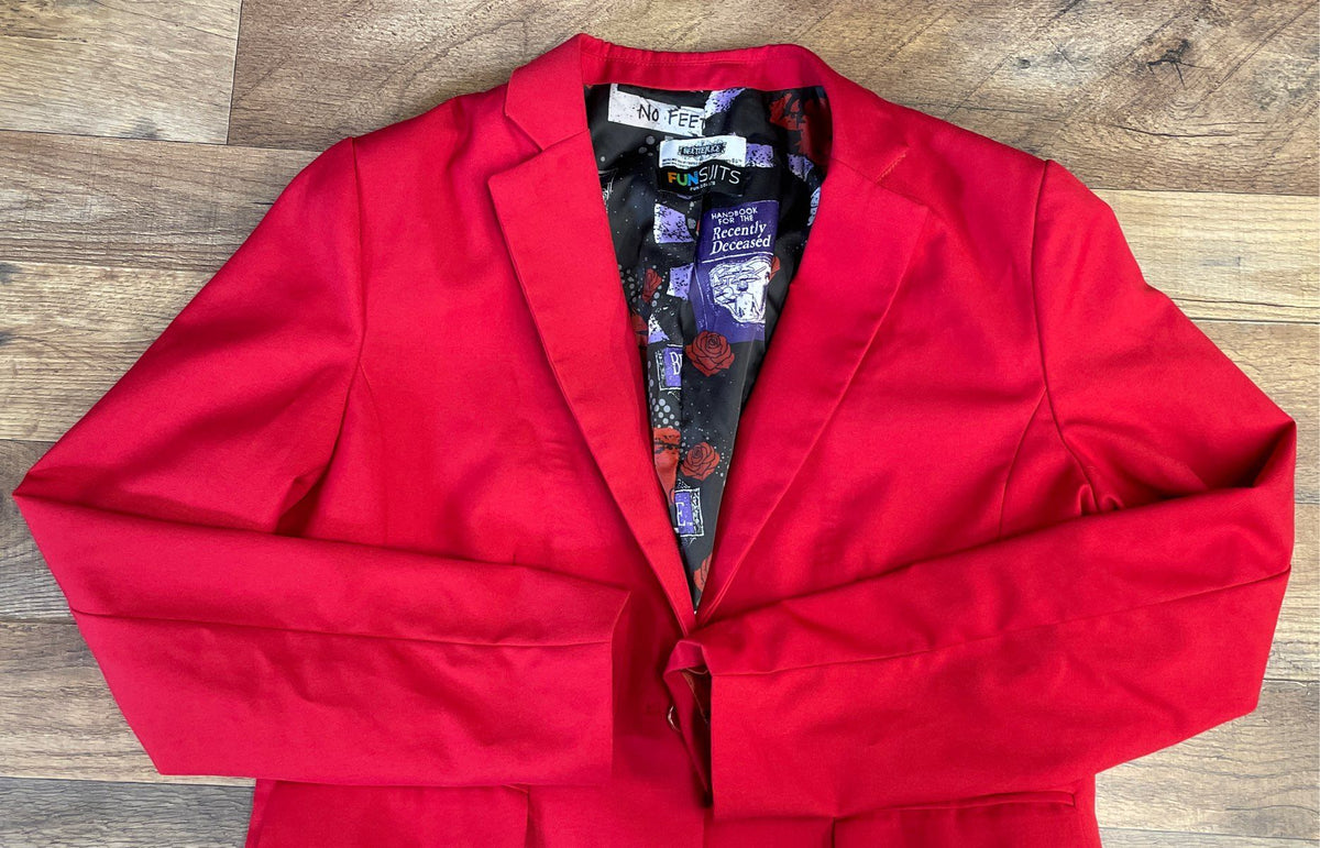Fun Suits Women's Beetlejuice Red Blazer Strange & Unusual Quote Sz 6