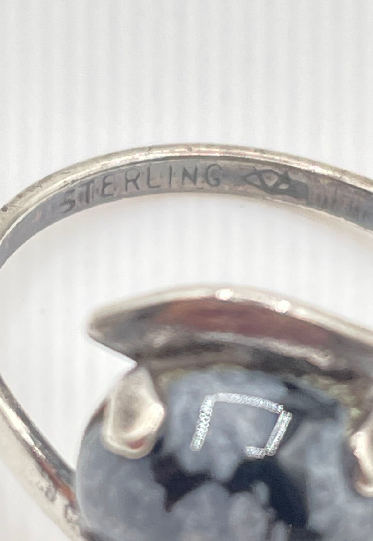 925 Sterling Silver Snowflake Obsidian Bypass Ring 2.1g