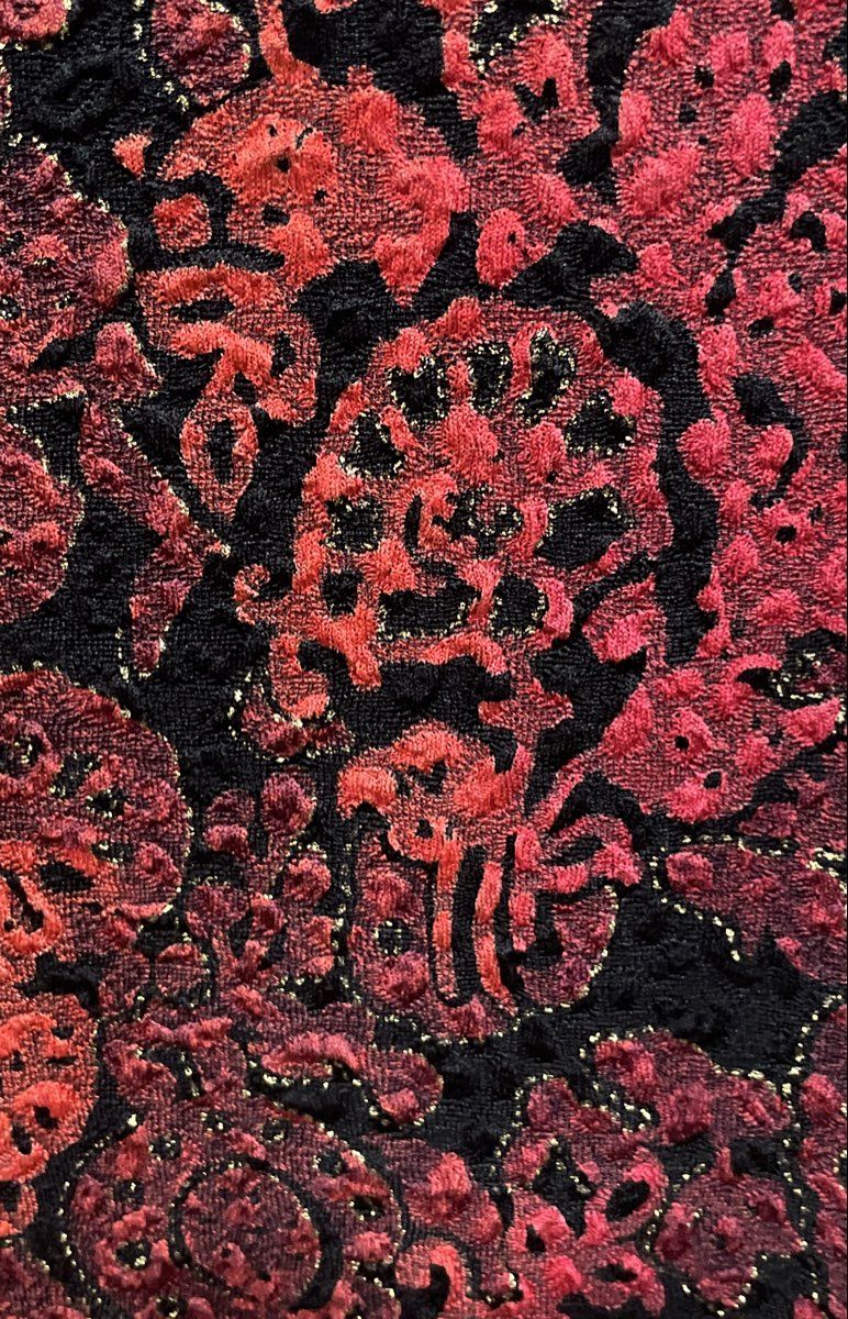 Vintage Y2K Connected Apparel Women's Red Gold Metallic Floral Textured Top Sz S