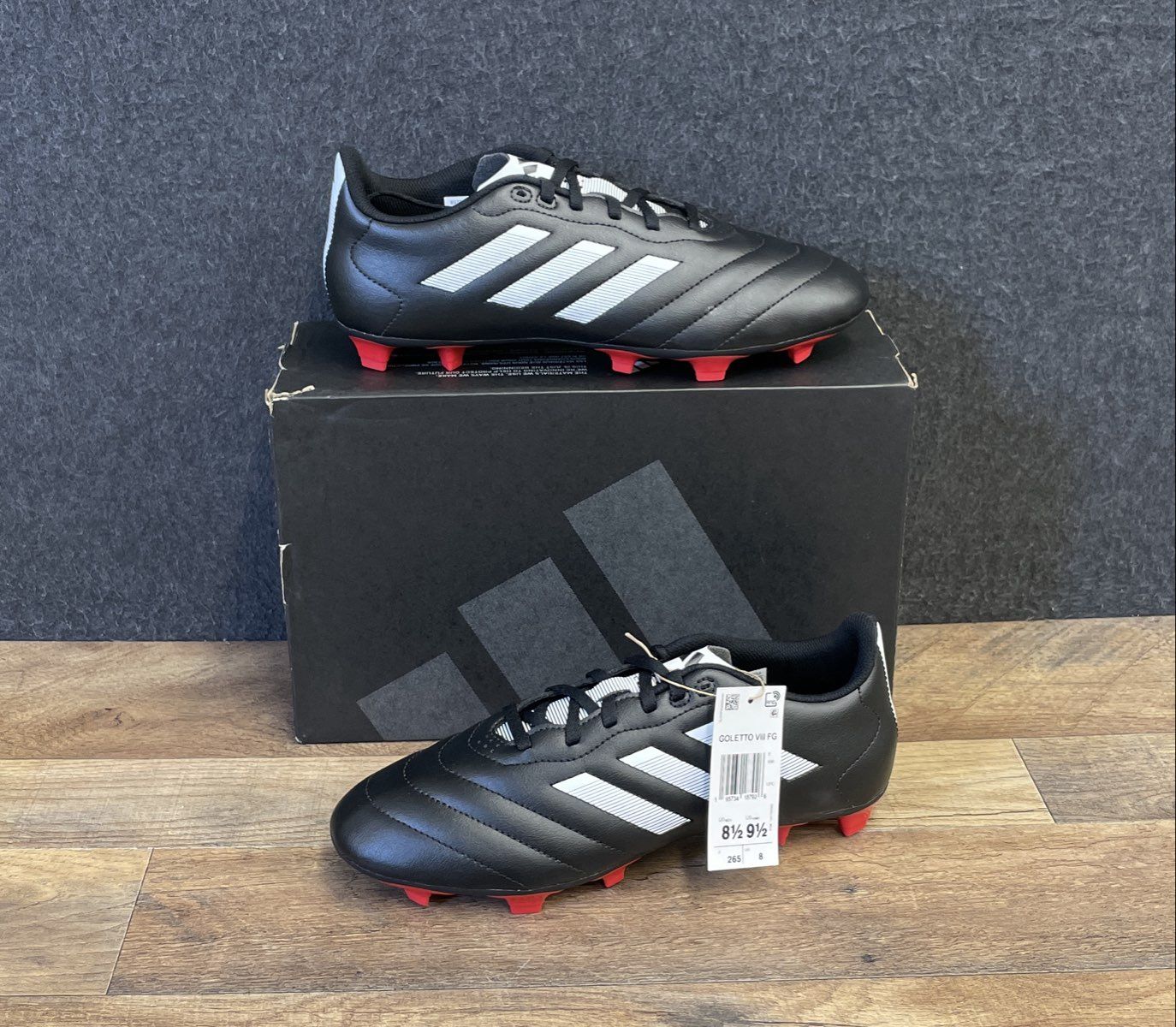 Adidas Goletto VIII FG Black White Red Soccer Cleats Men's Size 8.5 NWT