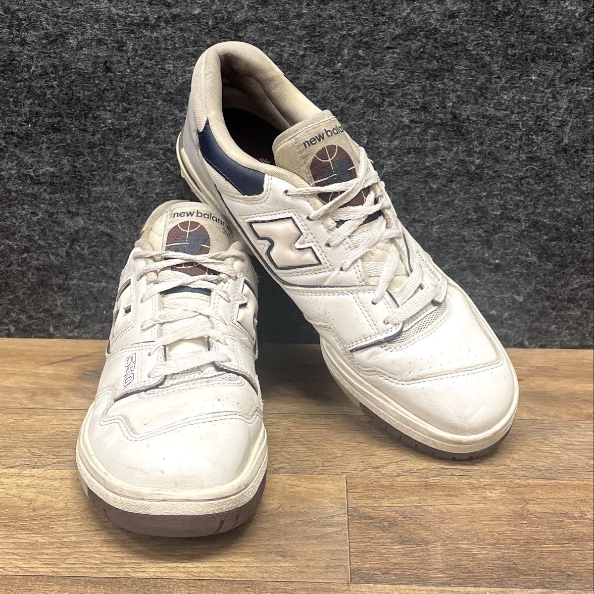 New Balance 550 White Navy Burgundy Basketball Sneakers Men's Size 10.5