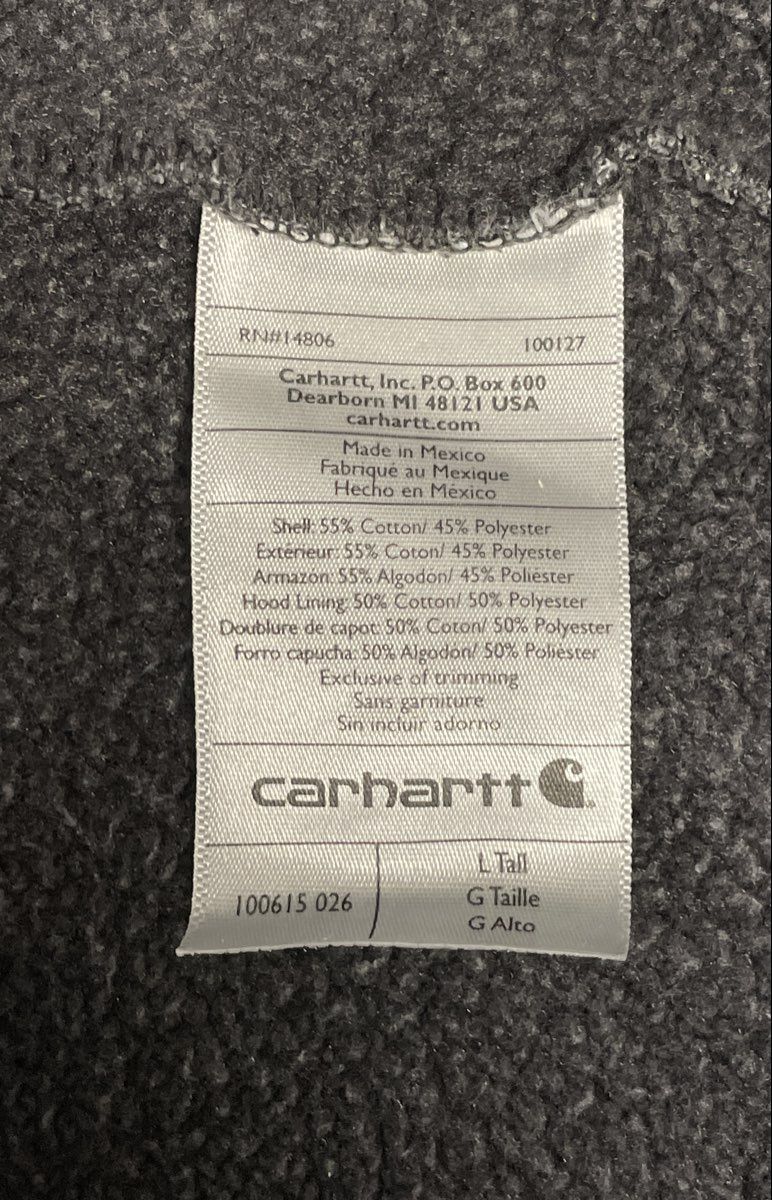 Carhartt Men's Original Fit Hoodie Gray Midweight Sweatshirt Sz L Tall