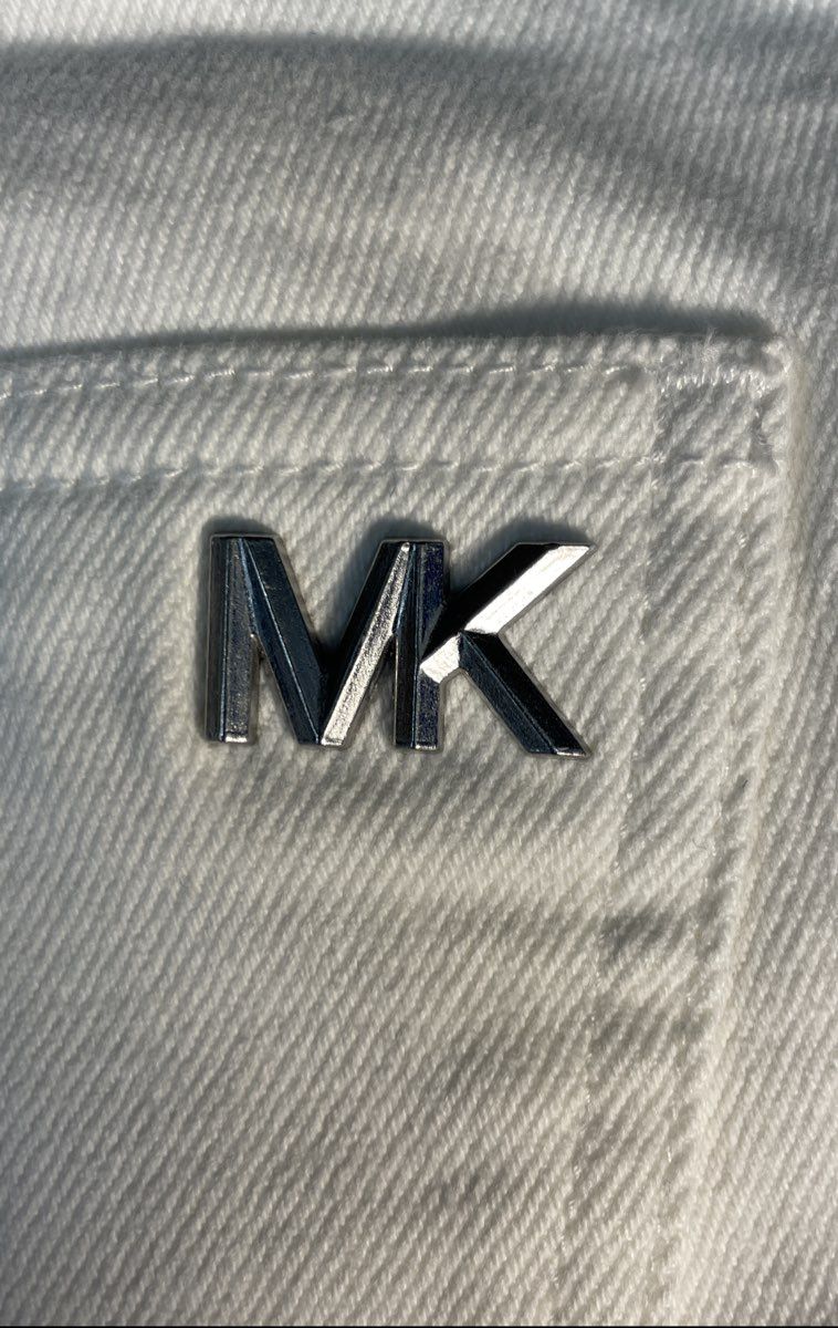 Michael Kors Women's Optic White Seam Front Slit Hem Denim Jeans Size 8 NWT