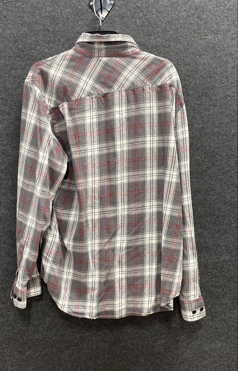 Harley-Davidson Men's Gray Plaid Long Sleeve Button Up Flannel Shirt Sz XL