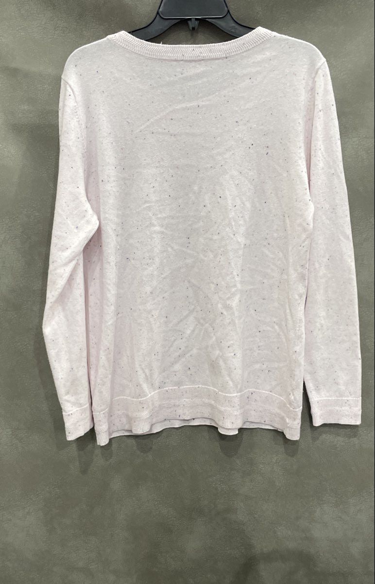 Talbots Women's Pink Confetti Fleck Knit Crewneck Sweater Sz L