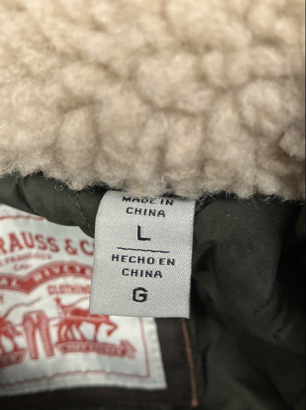 Levi's Men's Brown Faux Leather Sherpa Collar Flight Bomber Jacket Size L